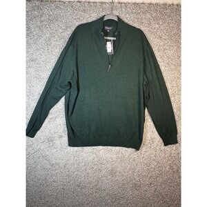 Roundtree & Yorke NWT Sweater Size 2XT Men's Dark Green Long Sleeves Quarter Zip